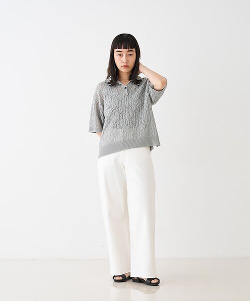 collex / コレックス ニット・セーター | レーシー柄ニットポロ／透かし編み・サマーニット【予約】 | 詳細10