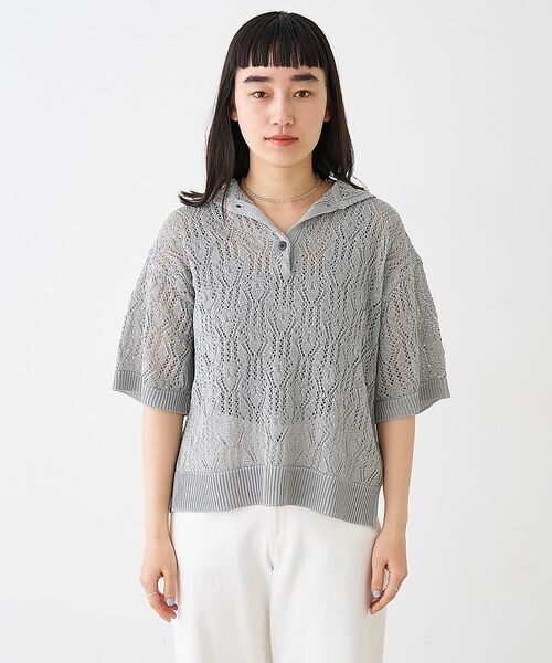 collex / コレックス ニット・セーター | レーシー柄ニットポロ／透かし編み・サマーニット【予約】 | 詳細20