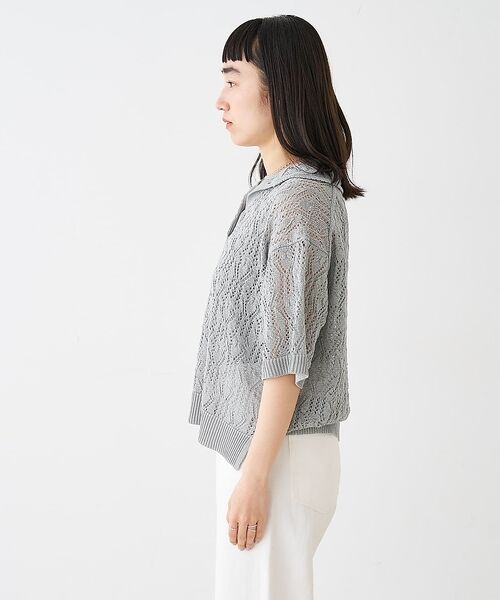 collex / コレックス ニット・セーター | レーシー柄ニットポロ／透かし編み・サマーニット【予約】 | 詳細21
