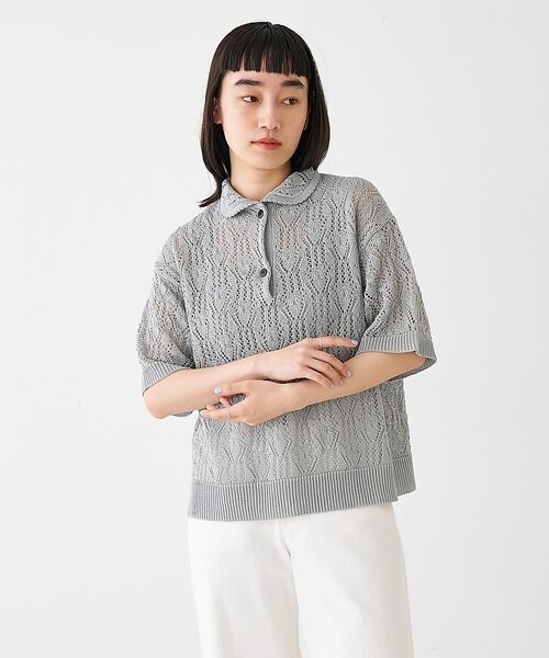 collex / コレックス ニット・セーター | レーシー柄ニットポロ／透かし編み・サマーニット【予約】 | 詳細14