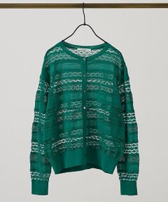 collex / コレックス カーディガン・ボレロ | レーシー柄クルーネックニットカーディガン【予約】