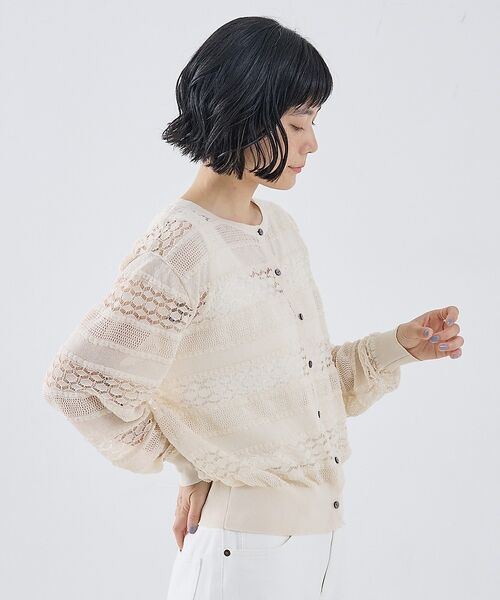 collex / コレックス カーディガン・ボレロ | レーシー柄クルーネックニットカーディガン【予約】 | 詳細4