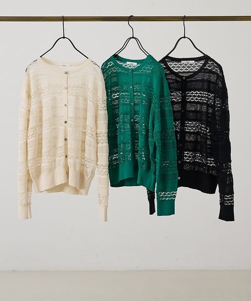 collex / コレックス カーディガン・ボレロ | レーシー柄クルーネックニットカーディガン【予約】 | 詳細9