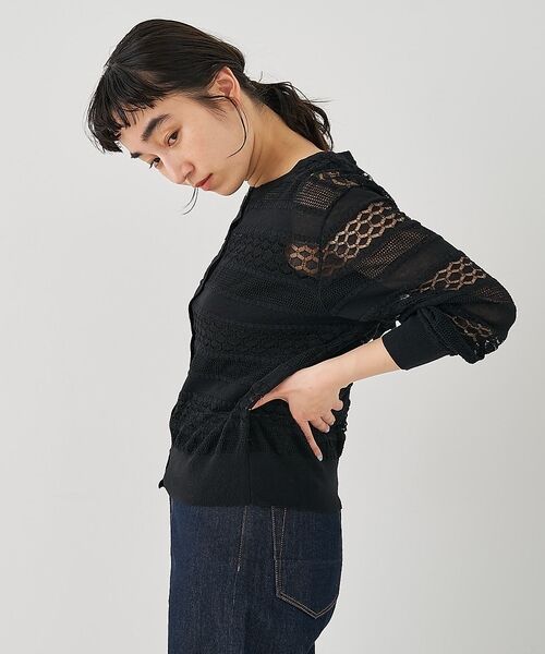 collex / コレックス カーディガン・ボレロ | レーシー柄クルーネックニットカーディガン【予約】 | 詳細13