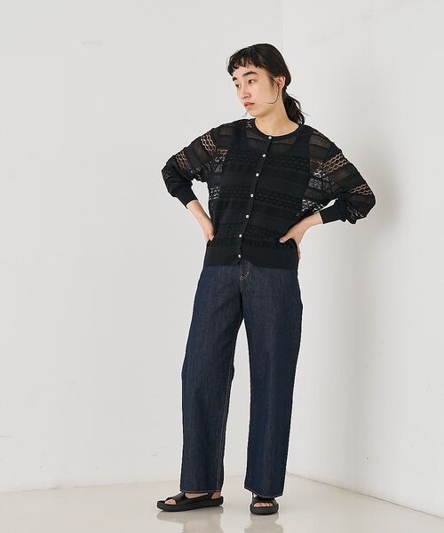 collex / コレックス カーディガン・ボレロ | レーシー柄クルーネックニットカーディガン【予約】 | 詳細14