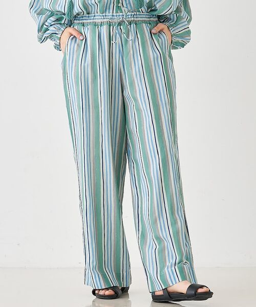 collex / コレックス その他パンツ | ブロックプリント ユラギ ストライフパンツ【予約】（セージグリーン）