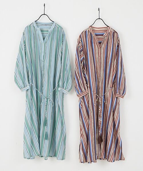 collex / コレックス ワンピース | ブロックプリント ユラギストライプ 2WAYワンピース【予約】 | 詳細14