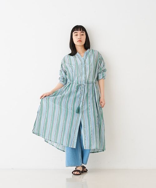 collex / コレックス ワンピース | ブロックプリント ユラギストライプ 2WAYワンピース【予約】 | 詳細2