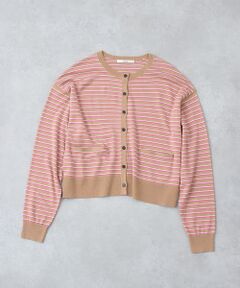 collex / コレックス カーディガン・ボレロ | クルーネックショート丈ボーダーカーディガン【予約】