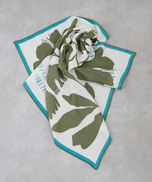 collex / コレックス バンダナ・スカーフ | Deco Flora ウールシルクスカーフ（モスグリーン）