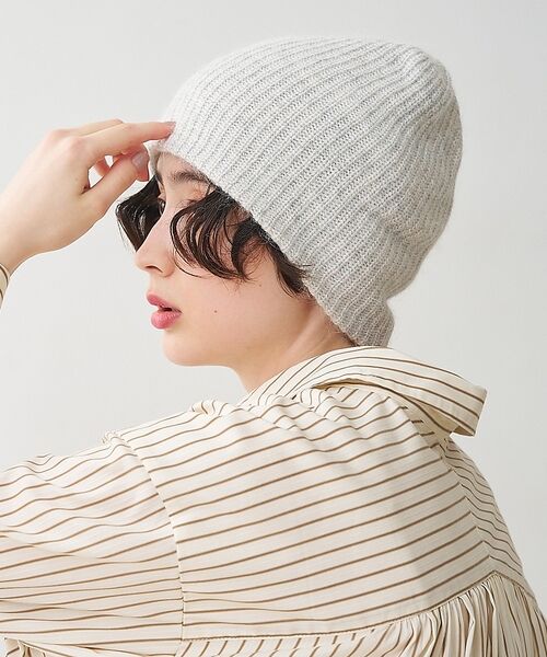 collex / コレックス ハット | 【 Ruben / ルーベン 】ANGORA LAKED BEANIE ニットビ（ライトグレー）