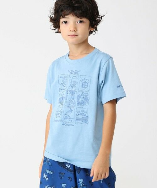 Columbia/コロンビア Columbia/ 【KIDS】バレークリークショートスリーブグラフィックシャツ /コロンビア Ripple Blue、 Hike Guide XXS Columbia/コロンビア Columbia/ 【KIDS】バレークリークショートスリーブグラフィックシャツ /コロンビア Ripple Blue、 Hike Guide XXS