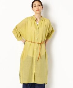 〔+サイズ〕【洗える】竹シャンブレー ロングシャツ