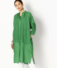 〔+サイズ〕【洗える】竹シャンブレー ロングシャツ