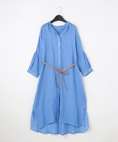 〔+サイズ〕【洗える】竹シャンブレー ロングシャツ