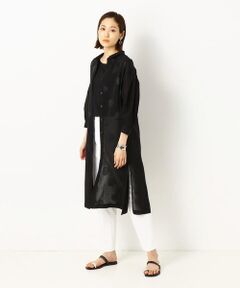 〔+サイズ〕【ウォッシャブル】丸文様カットジャカード ロングシャツ