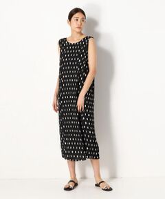 COMME CA COMFORT / コムサ・コンフォート（Lサイズ） ドレス | 〔+サイズ〕コインドット柄梨地ジョーゼット 市松プリーツワンピース