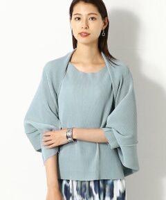 COMME CA COMFORT / コムサ・コンフォート（Lサイズ） カーディガン・ボレロ | 〔TALLサイズ〕シアークレープ マイクロ格子プリーツ ボレロ