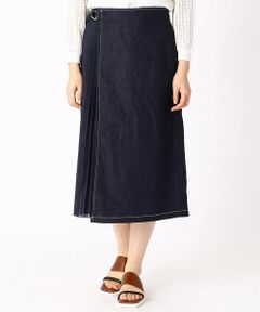 COMME CA COMFORT / コムサ・コンフォート（Lサイズ） デニムスカート | 〔TALLサイズ〕綿麻デニムアシンメトリーラップスカート