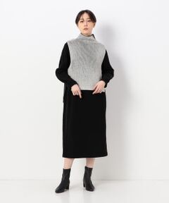 COMME CA COMFORT / コムサ・コンフォート（Lサイズ） ドレス | 〔 +サイズ 〕 のびのびフラノジャージー ニットベスト付ワンピース