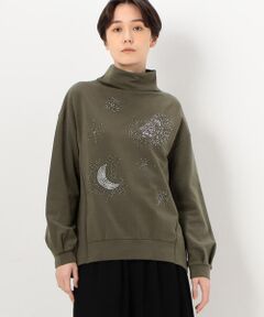 COMME CA COMFORT / コムサ・コンフォート（Lサイズ） カットソー | 〔 +サイズ 〕 獅子と月 ガラスビーズ刺繍 プルオーバー