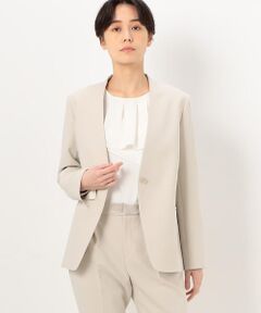 COMME CA COMFORT / コムサ・コンフォート（Lサイズ） ノーカラージャケット | 〔 TALLサイズ 〕 ダブルジョーゼット ジャケット