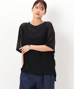 〔 +サイズ 〕 【洗える】トリコットシフォン クルーネックＴシャツ