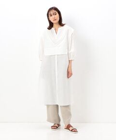 COMME CA COMFORT / コムサ・コンフォート（Lサイズ） シャツ・ブラウス | 〔 +サイズ 〕 夏椿柄ふくれジャカード ロングブラウス