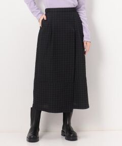 COMME CA COMFORT / コムサ・コンフォート（Lサイズ） ロング・マキシ丈スカート | 〔 +サイズ 〕 ふくれ千鳥ジャカード 巻き風バルーンスカート