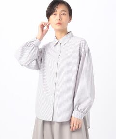 COMME CA COMFORT / コムサ・コンフォート（Lサイズ） シャツ・ブラウス | 〔 +サイズ 〕 ストライプブロード お袖たっぷりストライプブラウス