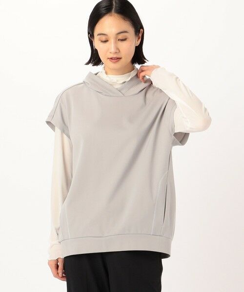 COMME CA COMFORT / コムサ・コンフォート（Lサイズ） パーカー | 〔 +サイズ 〕 【セットアップ対応】綿混モクロディ 立襟風フードのプルオーバー | 詳細8