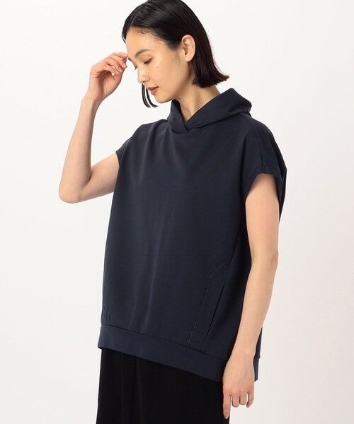 COMME CA COMFORT / コムサ・コンフォート（Lサイズ） パーカー | 〔 +サイズ 〕 【セットアップ対応】綿混モクロディ 立襟風フードのプルオーバー | 詳細24