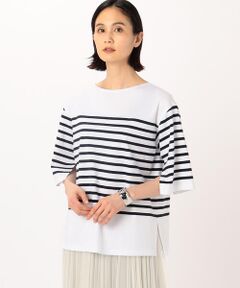 〔 TALLサイズ 〕 パネルポンチボーダー スリット袖Tシャツ