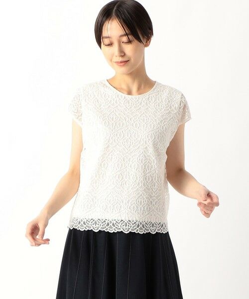 COMME CA COMFORT / コムサ・コンフォート（Lサイズ） シャツ・ブラウス | 〔 TALLサイズ 〕 ボタニカルラッセルレース ブラウス | 詳細3