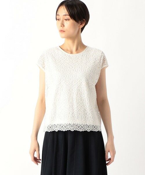 COMME CA COMFORT / コムサ・コンフォート（Lサイズ） シャツ・ブラウス | 〔 TALLサイズ 〕 ボタニカルラッセルレース ブラウス | 詳細4