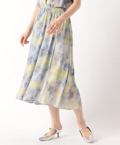 COMME CA COMFORT / コムサ・コンフォート（Lサイズ） ロング・マキシ丈スカート | 〔 TALLサイズ 〕 【セットアップ対応】強撚割繊アートプリント アシンメトリースカート