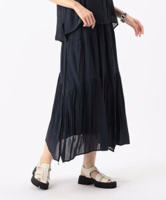 COMME CA COMFORT / コムサ・コンフォート（Lサイズ） ロング・マキシ丈スカート | 〔 TALLサイズ 〕 【セットアップ対応】スプリットジョーゼット ティアードスカート