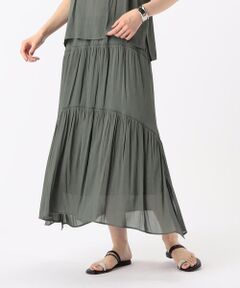 COMME CA COMFORT / コムサ・コンフォート（Lサイズ） ロング・マキシ丈スカート | 〔 TALLサイズ 〕 【セットアップ対応】スプリットジョーゼット ティアードスカート