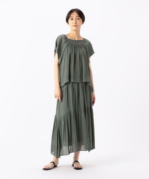 COMME CA COMFORT / コムサ・コンフォート（Lサイズ） ロング・マキシ丈スカート | 〔 TALLサイズ 〕 【セットアップ対応】スプリットジョーゼット ティアードスカート | 詳細11