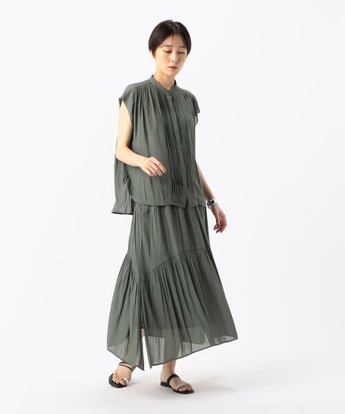 COMME CA COMFORT / コムサ・コンフォート（Lサイズ） ロング・マキシ丈スカート | 〔 TALLサイズ 〕 【セットアップ対応】スプリットジョーゼット ティアードスカート | 詳細12