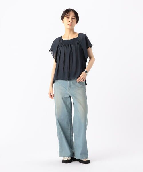 COMME CA COMFORT / コムサ・コンフォート（Lサイズ） シャツ・ブラウス | 〔 TALLサイズ 〕 【セットアップ対応】スプリットジョーゼット シャーリングブラウス | 詳細4