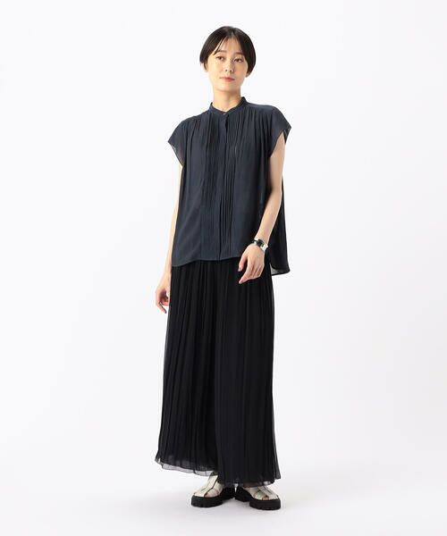 COMME CA COMFORT / コムサ・コンフォート（Lサイズ） シャツ・ブラウス | 〔 TALLサイズ 〕 【セットアップ対応】スプリットジョーゼット ピンタック・ギャザーブラウス | 詳細2