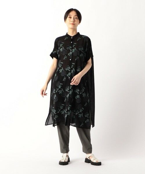 COMME CA COMFORT / コムサ・コンフォート（Lサイズ） ロング・マキシ丈ワンピース | 〔 +サイズ 〕 しゃくやくカットジャカード シャツワンピース | 詳細12