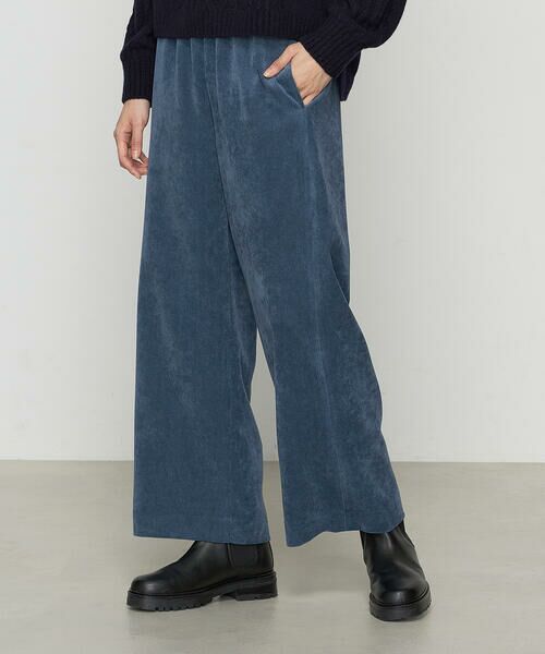 COMME CA COMFORT / コムサ・コンフォート(Lサイズ) その他パンツ | 〔 +サイズ 〕 細コーデュロイ ワイドパンツ(22:ブルー)