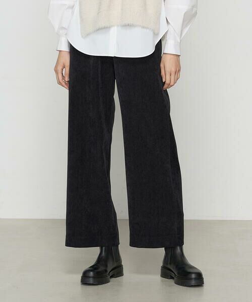 COMME CA COMFORT / コムサ・コンフォート(Lサイズ) その他パンツ | 〔 +サイズ 〕 細コーデュロイ ワイドパンツ(55:ブラック系)
