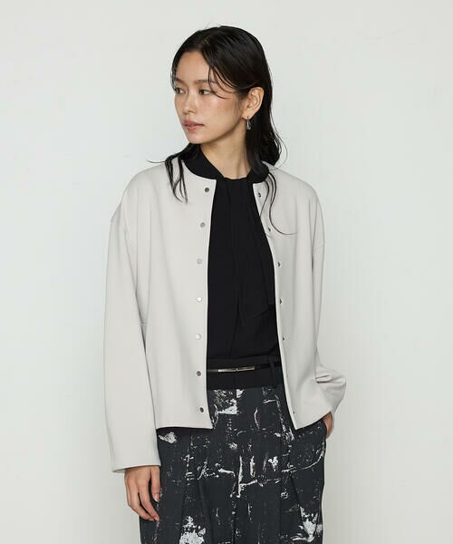 COMME CA COMFORT/コムサ・コンフォート(Lサイズ) 〔 TALLサイズ 〕 アクアスーティングジャージー ノーカラーブルゾン 15:ベージュ 15号 COMME CA COMFORT/コムサ・コンフォート(Lサイズ) 〔 TALLサイズ 〕 アクアスーティングジャージー ノーカラーブルゾン 15:ベージュ 15号