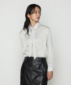 COMME CA COMFORT / コムサ・コンフォート（Lサイズ） シャツ・ブラウス | 〔 TALLサイズ 〕 サテンワッシャーダイヤ小紋柄 ブラウス
