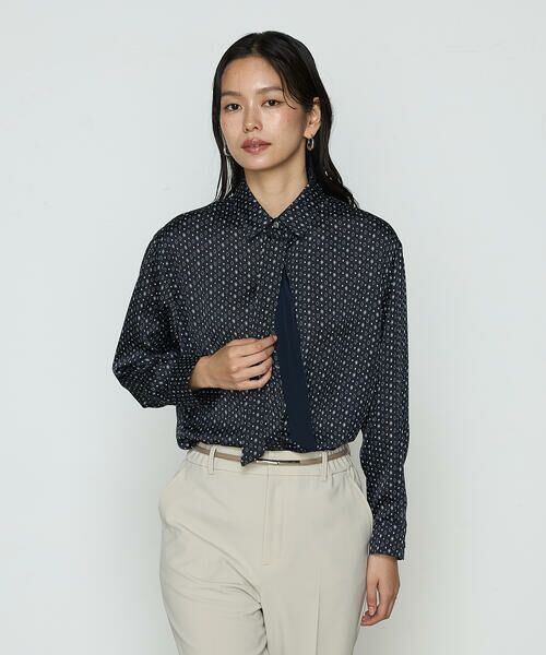 COMME CA COMFORT / コムサ・コンフォート（Lサイズ） シャツ・ブラウス | 〔 TALLサイズ 〕 サテンワッシャーダイヤ小紋柄 ブラウス | 詳細11