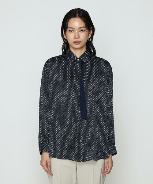 COMME CA COMFORT / コムサ・コンフォート（Lサイズ） シャツ・ブラウス | 〔 TALLサイズ 〕 サテンワッシャーダイヤ小紋柄 ブラウス | 詳細12