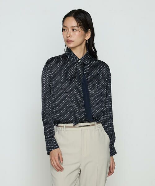 COMME CA COMFORT / コムサ・コンフォート（Lサイズ） シャツ・ブラウス | 〔 TALLサイズ 〕 サテンワッシャーダイヤ小紋柄 ブラウス | 詳細10